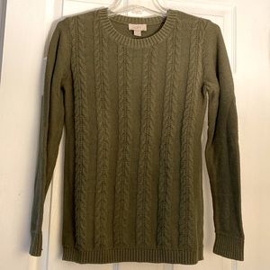 Small olive green cable-knit sweater from LOFT